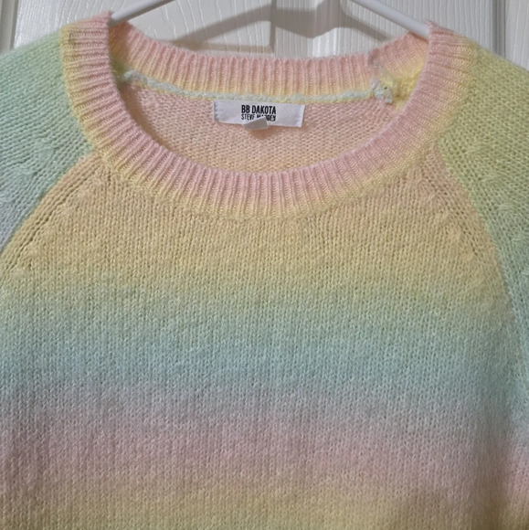 BB Dakota Pastel Rainbow Stripe Crewneck Sweater, Acrylic & Wool Blend, EUC! - Picture 6 of 12